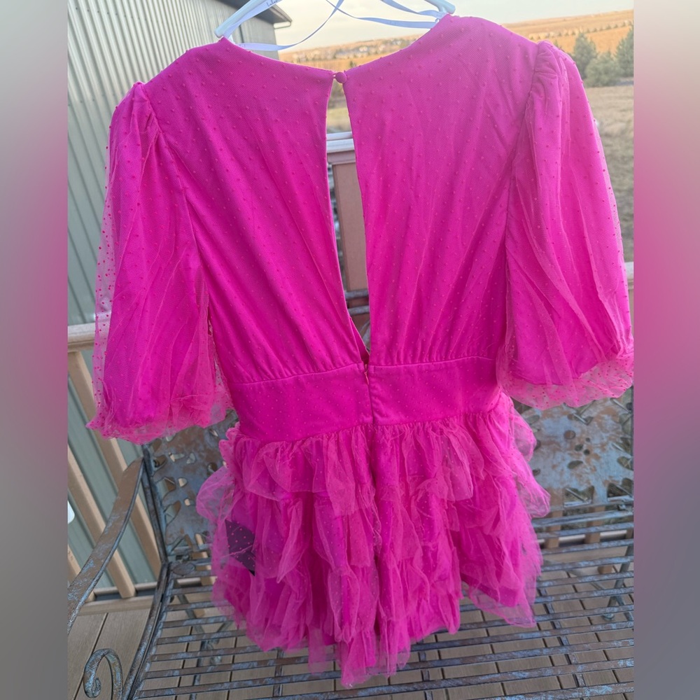 Lulu's Hot Pink Tiered Mini Dress - Picture 5 of 9